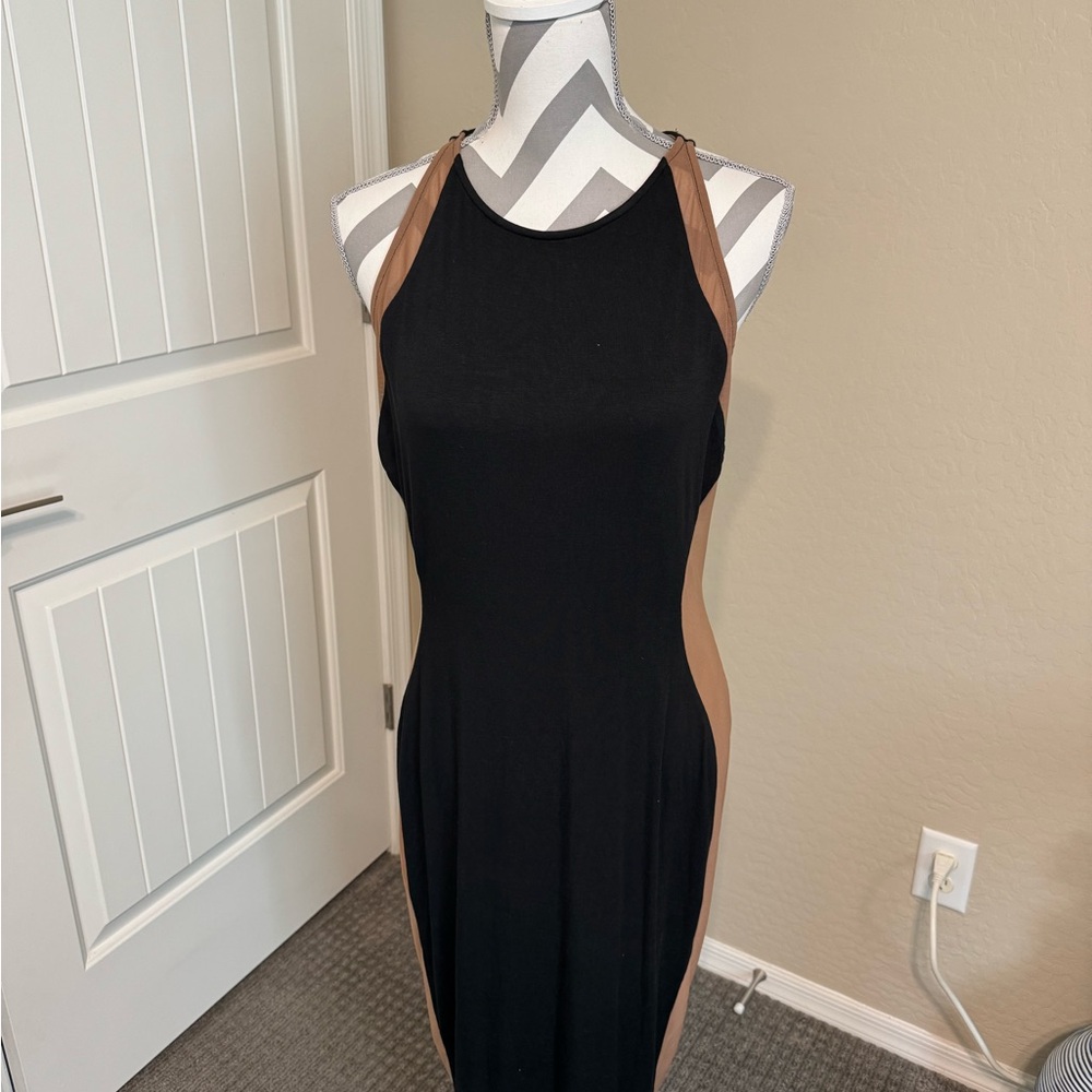 JLUXLABEL Black and Brown Midi Dress